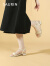 索兰凉鞋女2024夏季新款法式仙女风褶皱一字带粗跟凉鞋24BT20326 米色 35