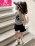 莫代尔女童夏装运动套装2024新款中小儿童背心夏季薄款宝宝时髦两件套潮 黑色 100cm