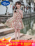 迪士尼女童连衣裙夏季2024新款儿童裙子女孩中国风公主裙古风汉服旗袍裙 图片色 160
