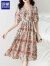 罗蒙（ROMON）新款连衣裙女2024年夏季新款洋气高级优雅气质高端V领中长款裙子 图片色 L 100-115斤