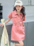 迪士尼（Disney）女童连衣裙夏季2024新款洋气儿童夏装学院风短袖大童网红工装裙子 粉色 120cm