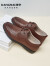 康奈男鞋新款休闲皮鞋 男士商务休闲鞋子圆头软面皮系带款鞋子1167728 红棕色 44
