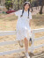 紫洛妮（ZILUONI）初中生连衣裙女大童夏季新款2023少女高中学生宽松短袖过膝裙子 白色 M