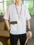专帅可穿230斤夏季纯色棉麻短袖T恤男宽松中国风圆领半袖体恤大码衣服 T30白色 3XL