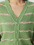 哥弟真的好V领小香风拼色花式纱针织开衫外套女A401097 绿 M(3码)