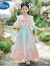 迪士尼（Disney）女童夏季中国风古装汉服裙子儿童夏款古风超仙童装襦裙小女孩童装 绿色 短袖 110(110)适合28-34斤