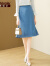 丹慕妮尔蓝色时尚半身裙女春气质中长款A字裙子 蓝色 155/64A/S
