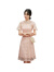junfangya大码女装2024夏季新款复古蕾丝立领旗袍裙日常可穿喇叭袖连衣裙 杏色 S 建议80-95斤