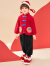 巴拉巴拉宝宝睡衣套装珊瑚绒龙年新款男女童家居服新年本命年红色 红黑色调00369 100cm