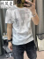 热风麦2024新款冰丝印花短袖t恤男士韩版修身青年圆领上衣夏季薄款T恤男 白色 LEJ1202高质量 3XL