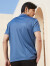 才子（TRIES）【三醋酸】翻领Polo男夏季新款暗色横条纹休闲短袖上衣 蓝色 48(170/88A)