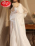 浪莎（LangSha）性感夏季长款女士白色睡袍长袖浴袍感女款睡衣睡裙家居服睡衣 白色(吊带裙+外袍+腰带) 155(S)
