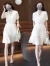 JSRXOQ沁衣坊连衣裙女款2023夏季感显瘦收腰遮肚子洋气小个子裙子 米白色 M85-105斤
