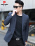 皮尔卡丹品牌2023新品男士商务休闲轻薄西服时尚轻奢英伦纯色西装外套气质 7328#黑色 2XL 【150-170斤】