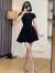 艾格法式赫本风黑色连衣裙女夏季2024新款小个子设计感甜辣短款裙子 [黑色] 40/45kg/S