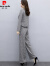皮尔卡丹职业套装女春秋2023新款高端品牌时尚洋气时髦母亲减龄休闲两件套 灰白色 M
