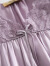 美标商场同款短袖真丝睡裙女夏100%桑蚕丝睡衣甜美丝绸蕾丝性感家居服 灰紫 XL(170/92A)