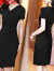 皮尔卡丹（pierre cardin）职业一步裙夏季显瘦气质包臀开叉短袖黑色连衣裙新款女裙子 红色款 M码【建议80-95斤】