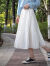 月半晴（YUEBANQING）时尚半身裙2024夏季新款裙子ins超仙女装显瘦A字裙中长款半身长裙 白色 M