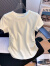 漫花格纯棉短袖t恤女夏季2023年新款设计感小众收腰弧形下摆不规则上衣 深灰色 XL