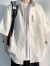 良茨胖子大码冰丝休闲短袖衬衫男夏季宽松半袖衣服男士衬衣潮牌外套 C351两件装(黑色+白色） 3XL 165-185斤