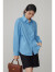自巧小个子休闲蓝色衬衫女设计感小众2023春装新款高级感气质上衣 月白条 M(153-155cm左右参考)