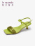 莱尔斯丹夏季新款时尚优雅方头一字带细中跟凉鞋女鞋4M45201 绿色 GNK 39
