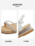 奥康（Aokang）女鞋 2023夏季新款女士坡跟一字带波西米亚风凉鞋潮 粉色 38