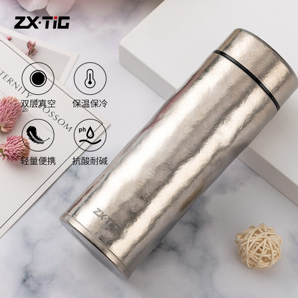 庄信钛品 炫彩保温杯 双层纯钛多色水杯 时尚保温保冷水杯健康保温杯