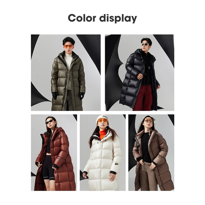 雪中飞 黑曜石系列 高充绒量 情侣款长款鹅绒羽绒服 X30142764F Plus会员折后￥299