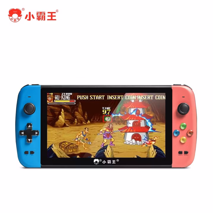 小霸王发烧级掌上PSP游戏机FC怀旧双人对战摇杆街机儿童游戏机 生日礼物 7英寸红蓝款 Q900