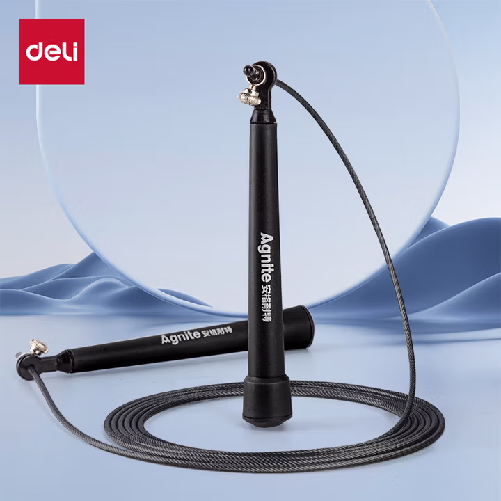 得力（deli）竞速学生中考考试专用训练健身钢丝跳绳 混色