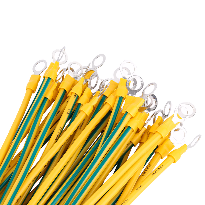 安达通 桥架接地线 国标紫铜光伏接地线桥架跨接线线配电箱机房双色连接线 孔径5 