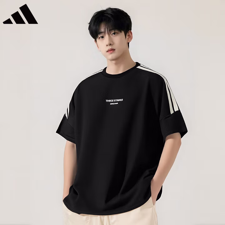 阿迪达斯 （adidas）男装夏季舒适潮流时尚百搭圆领三条纹运动休闲短袖