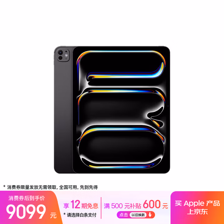 Apple/苹果 iPad Pro 11英寸 M4芯片 2024年新款平板电脑(256G eSIM版/MVW93CH/A)深空黑色