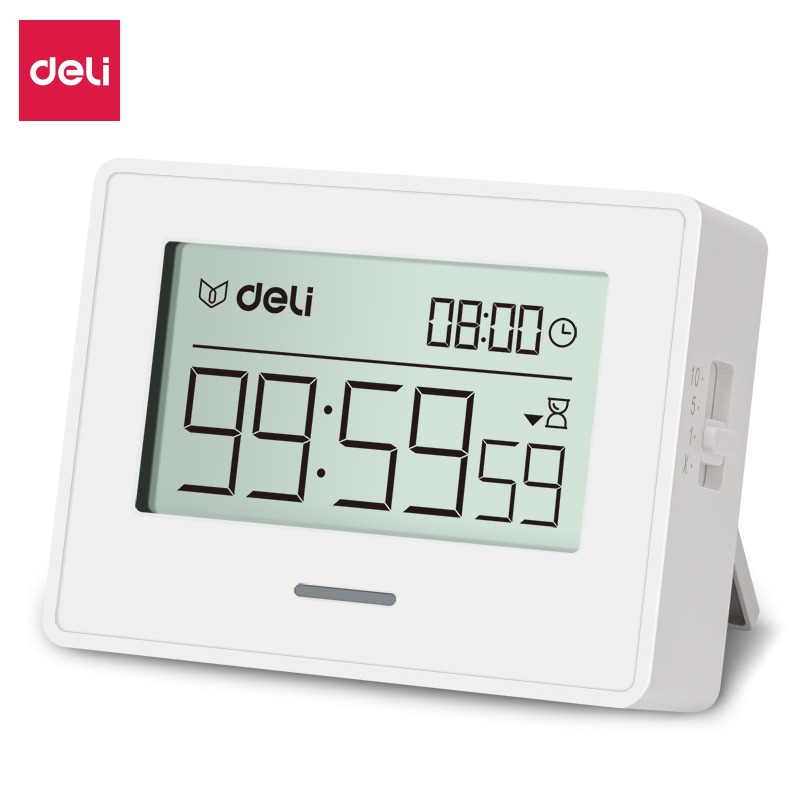 得力（deli）闹钟电子计时器定时器 学生学习考研做题闹钟秒表 时间管理器 8850白色