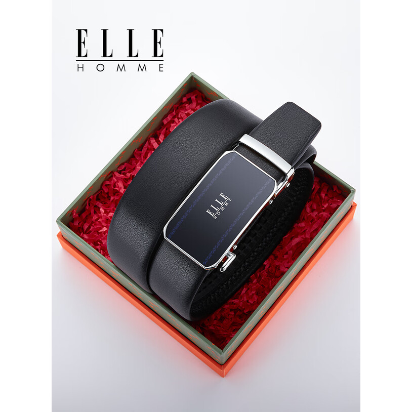 ELLE HOMME 男士頭層牛皮自動(dòng)扣皮帶禮盒裝 902078A