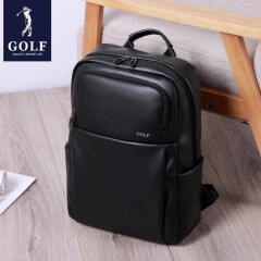高尔夫GOLF可装15.6英寸笔记本电脑包时尚简约防泼水双肩包男士商务休闲背包大容量 黑色