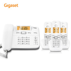集怡嘉(Gigaset)无绳电话机 无线座机 子母机办公家用来电显示全中文免提 原西门子DL310一拖三套装(白)