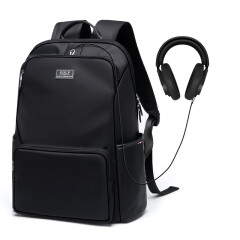 高尔夫（GOLF）GOLF双肩包男多功能可装14英寸笔记本电脑包防泼水大容量背包商务 黑色 耳机线孔