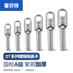 蓉贝特 镀锡铜鼻子16mm² 电缆线接头线鼻子铜接线端子镀锡铜接头DT-16 1个