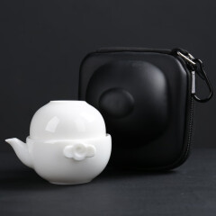 白瓷快客杯一壶一二两杯家用陶瓷茶壶便携旅行功夫茶具套装送礼品 敏聪白瓷快客杯硬包