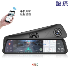 路探K980安卓8.1专车专用12英寸后视镜双镜头行车记录仪4G运行内存 前后双录+128G内存卡+包安装