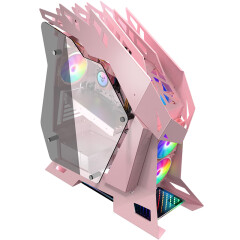 大水牛（BUBALUS） 铁血战士-猛禽 台式电脑电竞机箱 支持360水冷/双U3/玻璃双侧透 猛禽--全粉色