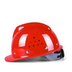 海氏海诺 玻璃钢安全帽男工地头盔V型烤漆钢钉工程工作帽透气（货期3-5天） 红色 V型烤漆钢钉透气旋钮款