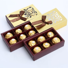 费列罗（Ferrero Rocher）威化果仁巧克力礼盒装圣520妇女神节礼物送婚庆喜糖果结婚回礼 6粒金色礼盒 盒装 75g