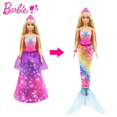 Barbie芭比娃娃套装大礼盒洋娃娃小女孩公主玩具古装衣服梦幻美人鱼玩具礼物 芭比公主童话换装套装GTF92