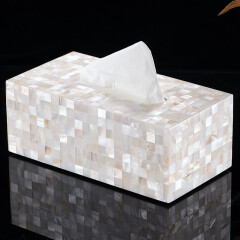 寻美（Discover beauty）欧式白色贝壳纸巾盒抽纸盒客厅家用长方形收纳盒欧式创意奢华高档 白色防水款L码