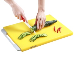 IUPILON 新款易清洗菜板砧板带豪华把手粘板 可订做有SGS认证30*40*2.5 黄色30*40*2.5CM 豪华把手