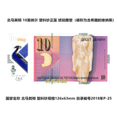 欧洲-全新UNC 北马其顿塑料钞 世界外国钱币收藏 2018年10第纳尔P-25